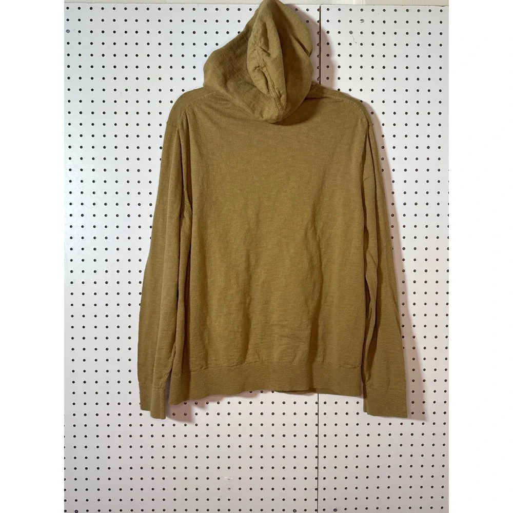Banana Republic Mens Organic Cotton Knit Hoodie Mustard Gold XL Sweater Pullover